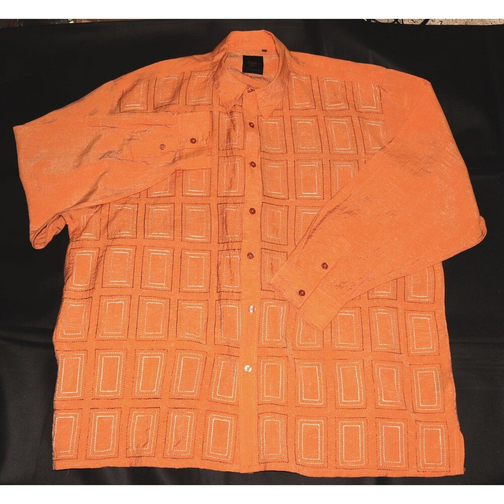 Zegara Collezioni Men's Long Sleeve‎ Button Front Textured Shirt Size 3XL
